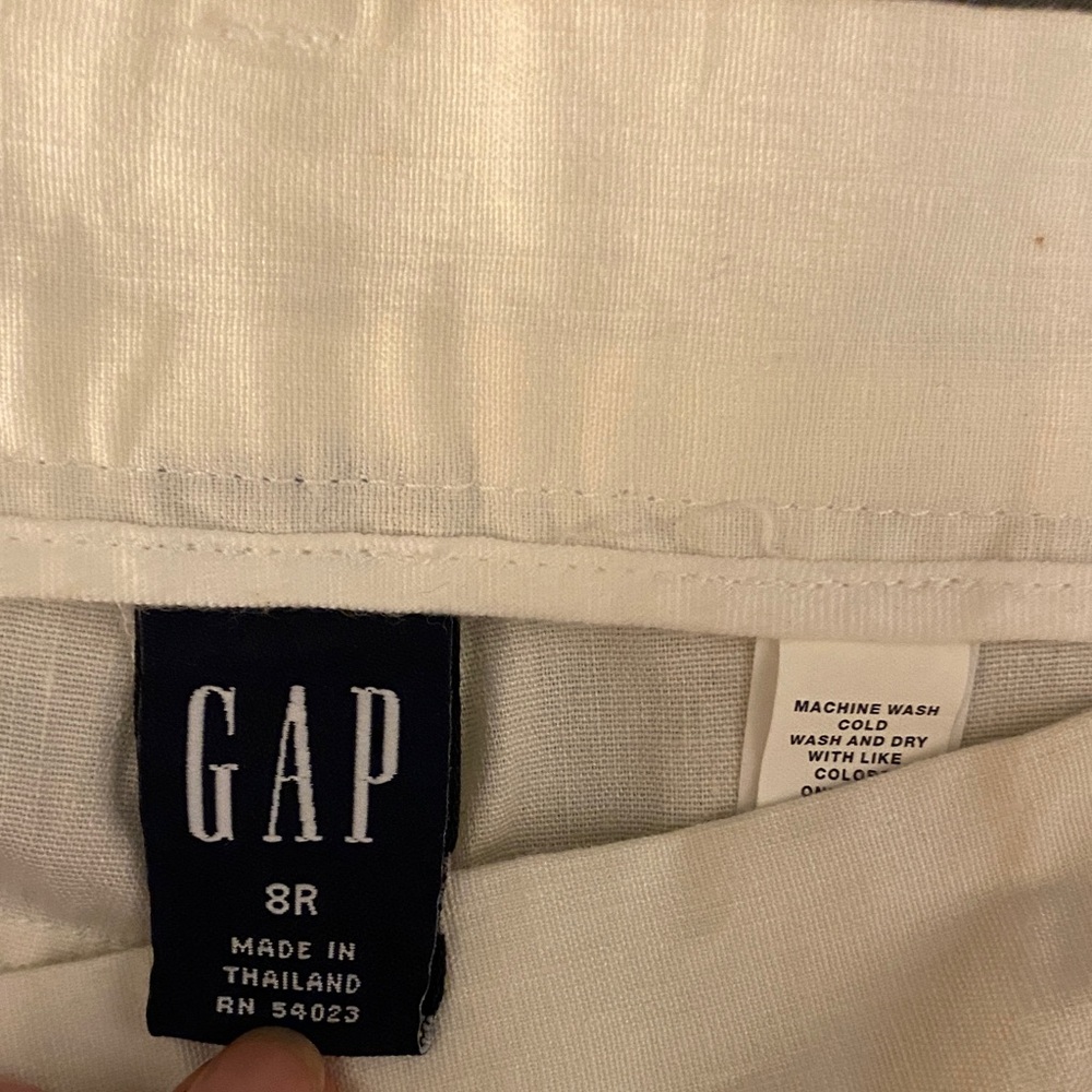 GAP white Linen wide leg cuffed trousers - Picture 12 of 14